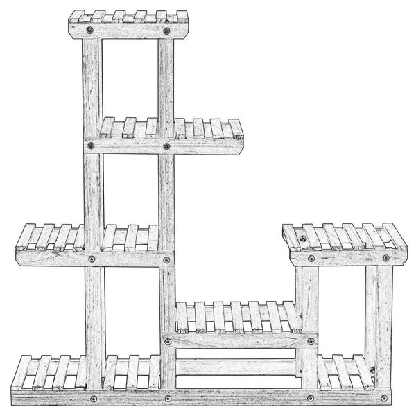 Дървена стойка с рафтове за растения Manino