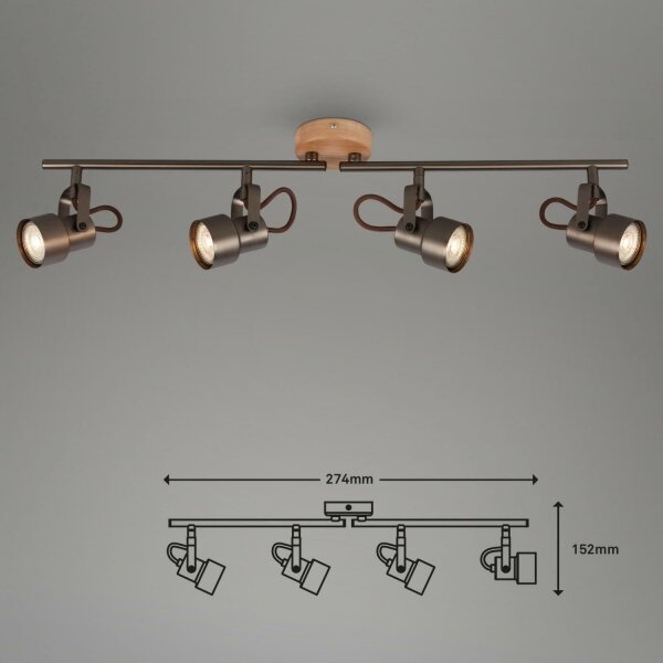 Briloner 2872-045 - LED Спот TAHUN 4xGU10/5W/230V 3000K кафяв