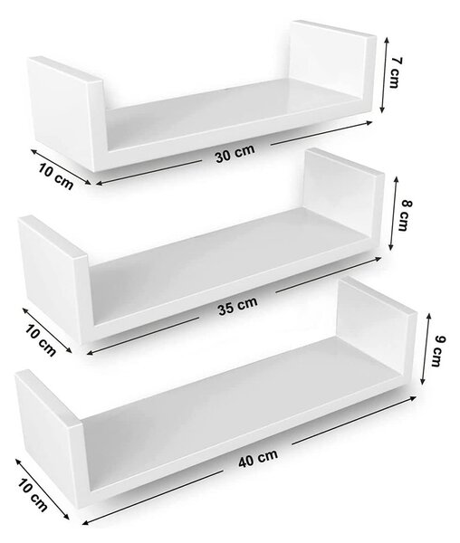 Комплект от 3 рафта Songmics МДФ бял