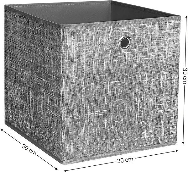 Комплект сиви текстилни кутии за съхранение 6 части 30 x 30 x 30 см