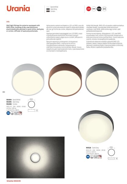 Redo 90494 - Екстериорна LED лампа за таван URANIA LED/10W/230V 3000K IP65 бял