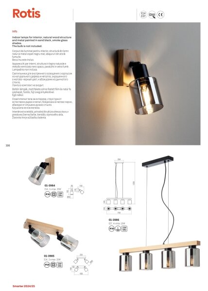 Redo 01-3984 - Спот аплик ROTIS 1xE14/15W/230V