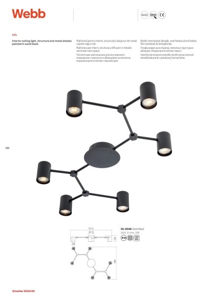 Redo 01-4048 - Спот WEBB 6xGU10/10W/230V черен