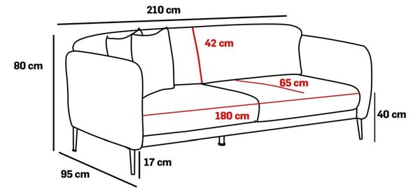 Бял разтегателен диван 210 cm Simena - Balcab Home