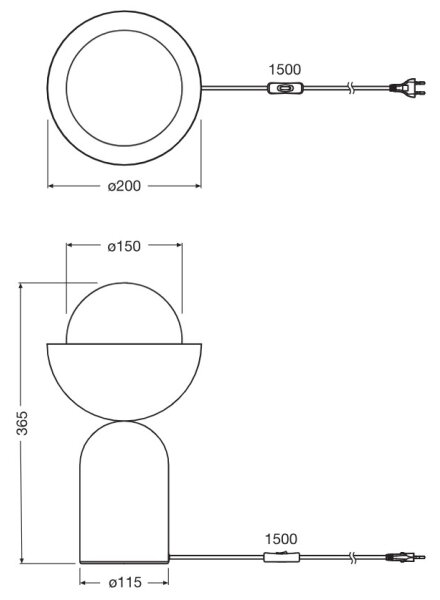 Osram - Настолна лампа DECOR BOWL 1xE14/25W/230V черна
