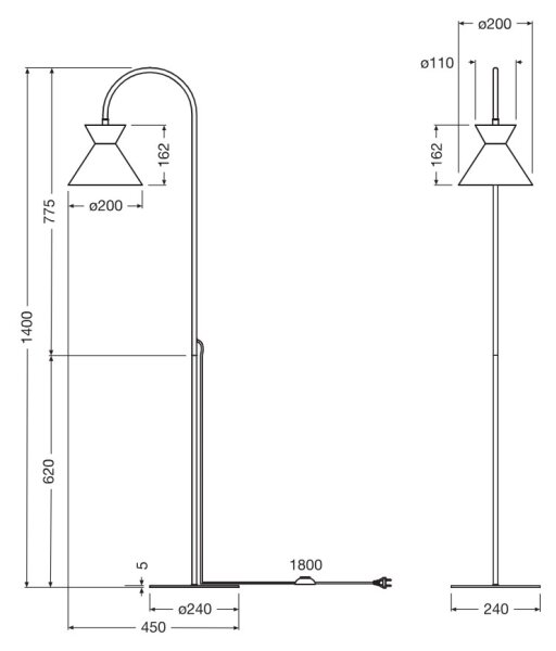 Osram - Подова лампа DECOR WAIST 1xE27/40W/230V черна