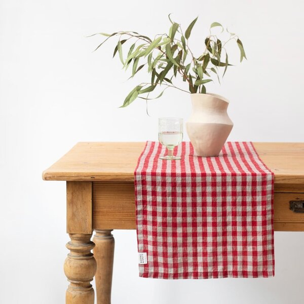 Ленена покривка 40x200 cm Red Gingham – Linen Tales