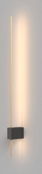 Maytoni LED осветление за стена Pars, 62,3 cm, черно/златно, алуминий, Черен, Дневна/трапезария, Алуминий, Модерен