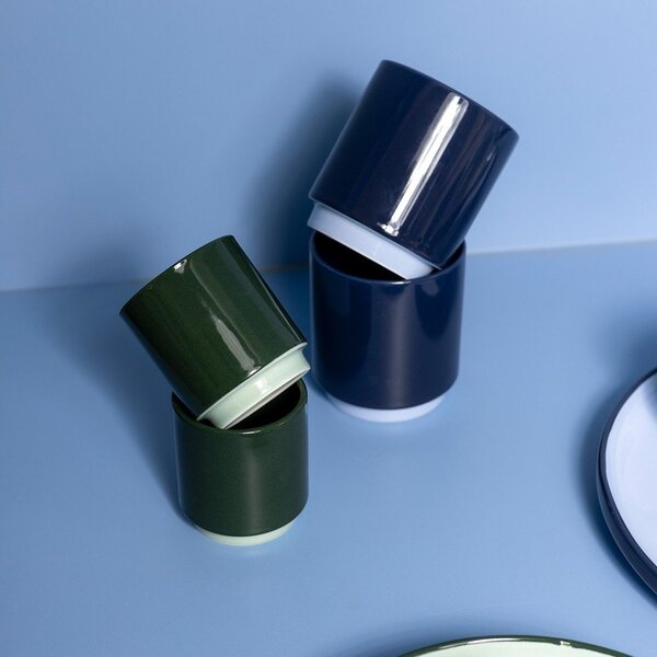 Тъмносиня глинена чаша 270 ml Duo – ONA