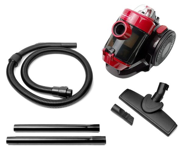 Прахосмукачка без торбичка Rosberg R51001B, 800W, HEPA, Циклон, 2 литра, Червен/черен