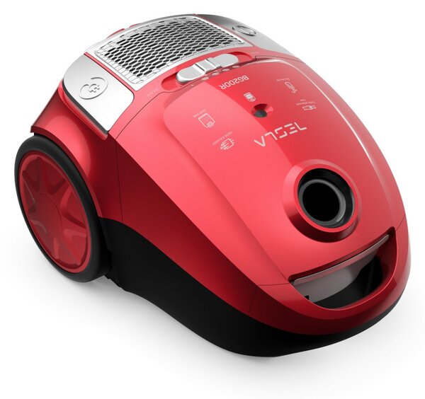 Прахосмукачка с торба Tesla BG200R, 800W, 2 литра, HEPA миещ се филтър, 76 dB, Червен