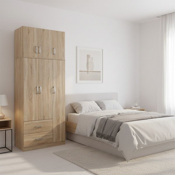 Гардероб с 3 врати, Athos, дъб, 90x42x240 см