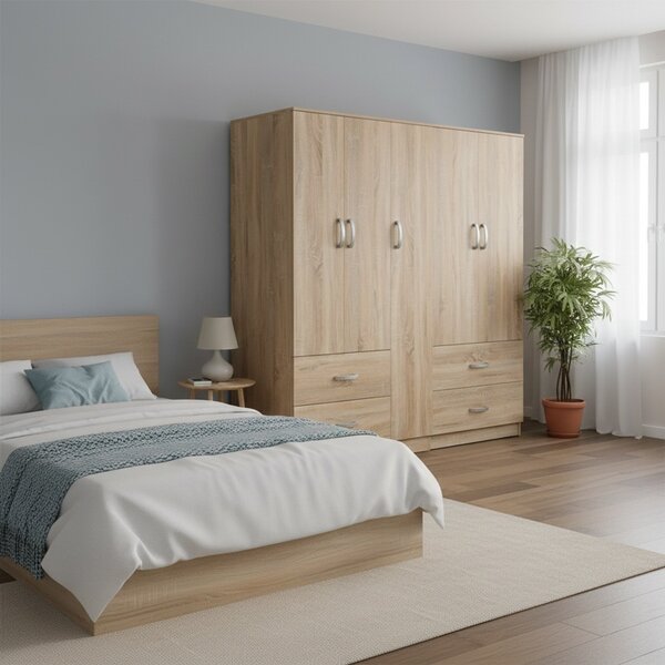 Гардероб с 5 врати, Athos V21, дъб, 170x42x180 см