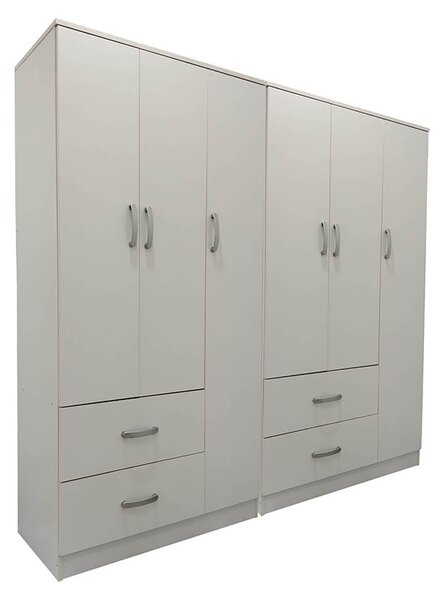 Гардероб с 6 врати, Athos V16, бял, 180x42x180 см