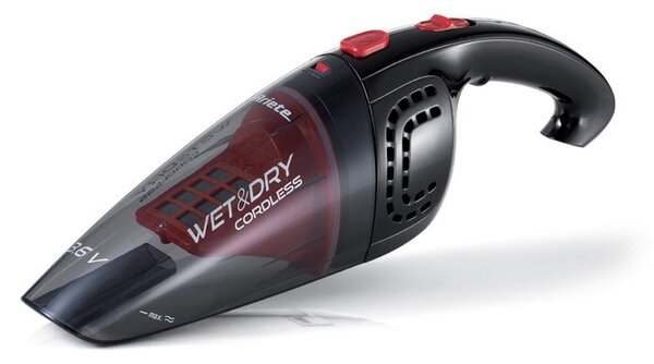 Ръчна прахосмукачка Ariete WET & DRY CORDLESS 2474/00, 400 мл, Батерия LI-Ion 1200 mAh/3.6V, Автономия 12 мин, Миещ се филтър, Черен/Червен