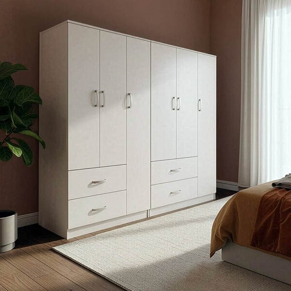 Гардероб с 6 врати, Athos V16, бял, 180x42x180 см