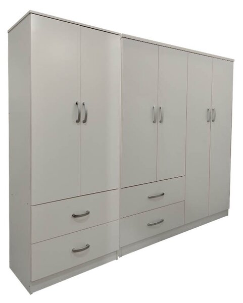 Гардероб с 6 врати, Athos V13, бял, 200.5x42x180 см