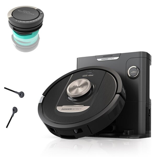 Прахосмукачка робот Shark PowerDetect RV2820VEEU, 650W, 0.3 л, 360 LiDAR, Автономия до 110 мин, DirtDetect, Черен