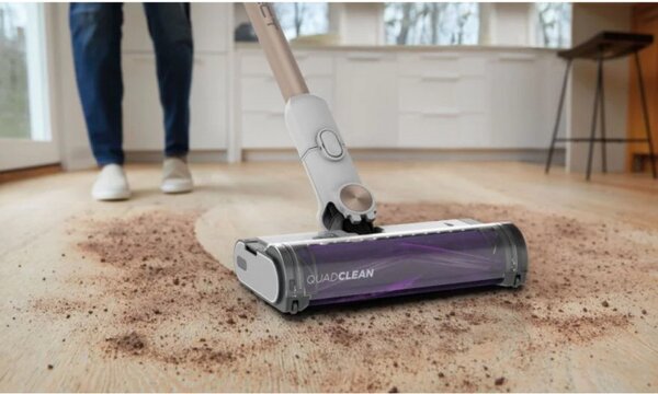 Вертикална прахосмукачка Shark IW3612EUT, 240W, 0.42 л, 3 режима, 3 настройки, 3 приставки, Сензори за откриване на невидими замърсявания, LED, До 60 мин автономия, Бял/златист
