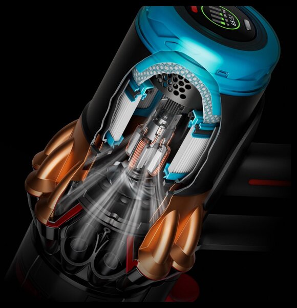 Вертикална прахосмукачка Dyson V16 Piston Animal 492963-01, 315AW, 900W, 1.3 л, 70 мин, CleanCompaktor™, Hyperdymium™, MyDyson™, HEPA, LCD, Черен/мед