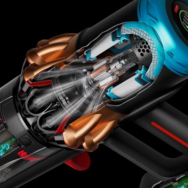 Вертикална прахосмукачка Dyson V16 Piston Animal Submarine 492969-01, 315AW, 900W, 1.3 л, 70 мин, CleanCompaktor™, Hyperdymium™, Wet/Dry, HEPA, LCD, Черен/мед