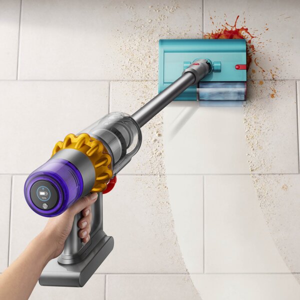 Вертикална прахосмукачка Dyson V15S Detect Submarine 448798-01, 660W, 0.77 л, 60 мин автономия, Сензори, 4 режима, LCD, Сив/син