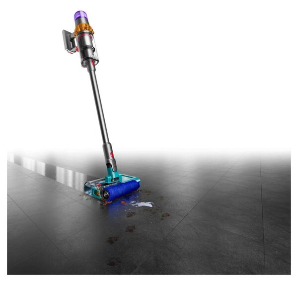 Вертикална прахосмукачка Dyson V15S Detect Submarine 448798-01, 660W, 0.77 л, 60 мин автономия, Сензори, 4 режима, LCD, Сив/син