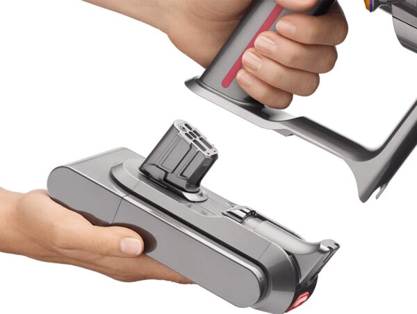 Вертикална прахосмукачка Dyson V12 Slim Detect Absolute 448884-01, 150AW, 340 мл, Автономия 60 мин, 3 режима, Дисплей с данни в реално време, Сензор за прах, Осветление, Никел/жълт