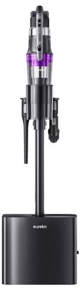 Вертикална прахосмукачка 2в1 Eureka NEC490, 350W, LED дисплей и светлина на четката, Single Cyclone, 60 мин, Станция за самоизпразване и зареждане, Черен