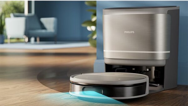 Прахосмукачка робот Philips Series 9000 XU9100/10, 6500 mAh, 8000 Pa, WiFi, LiDAR, PowerCyclone, EPA 11, Сухо/мокро почистване, Бронз/златист