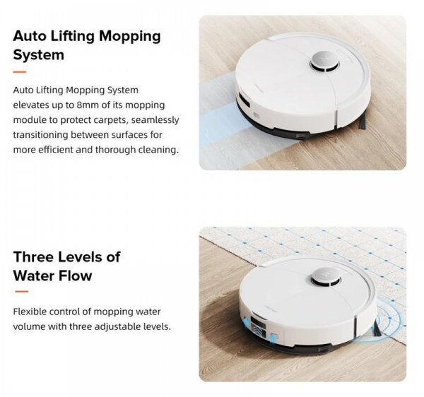 Прахосмукачка робот Roborock Q10 PF, 10000 Pa, 150 мин, 0.35 л, Wi-Fi, Сухо/мокро, Автоматично повдигане на мопа, 360° LiDAR, 3D картографиране, Гласово управление, Черен