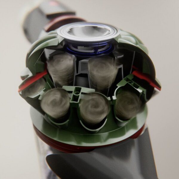 Вертикална прахосмукачка Dyson V8 Cyclone SV55 MAGn/Bk 226587-01, 150AW, 0.54 л, 3 режима, Без загуба на мощност, Хигиенично изпразване, Изцяло запечатана филтрация, Черен/магнезиев