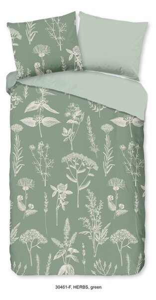 Светлозелено единично /удължено фланелено спално бельо 140x220 cm Herbs – Good Morning