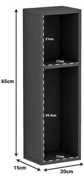 Висяща нощна масичка Racks Pako World, сива, 20x15x65 см