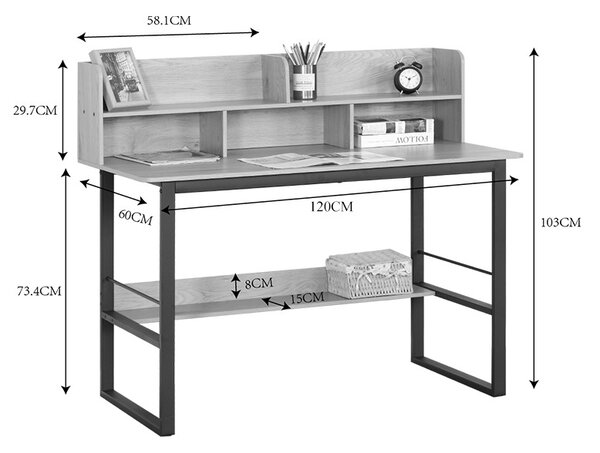 Бюро, Biuro, Черно, 60x120x103 см
