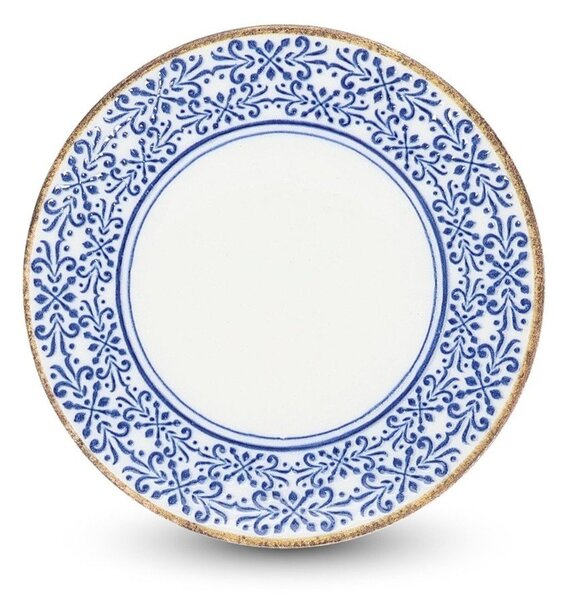 Бяла/синя десертна порцеланова чиния ø 16 cm Azul – BonBistro