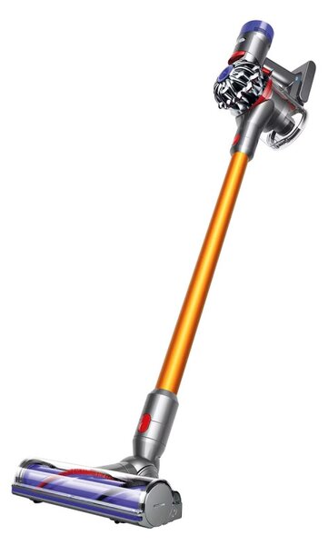 Вертикална прахосмукачка Dyson V8 Absolute SV25 476547-01, 115AW, 0.54 л, 3 режима, Без загуба на мощност, Хигиенично изпразване, Изцяло запечатана филтрация, Сребрист/Оранжев