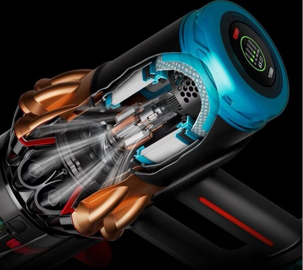 Вертикална прахосмукачка Dyson V16 Piston Animal 495948-01, 315AW, 900W, 1.3 л, 70 мин, CleanCompaktor, Hyperdymium, MyDyson, HEPA, LCD, Черен/мед