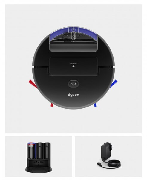 Прахосмукачка робот Dyson Spot+Scrub Ai 586183-01, 18000 Pa, 3 л, Сухо/мокро, Разпознаване на петна, Автоматична станция, Черен/Син