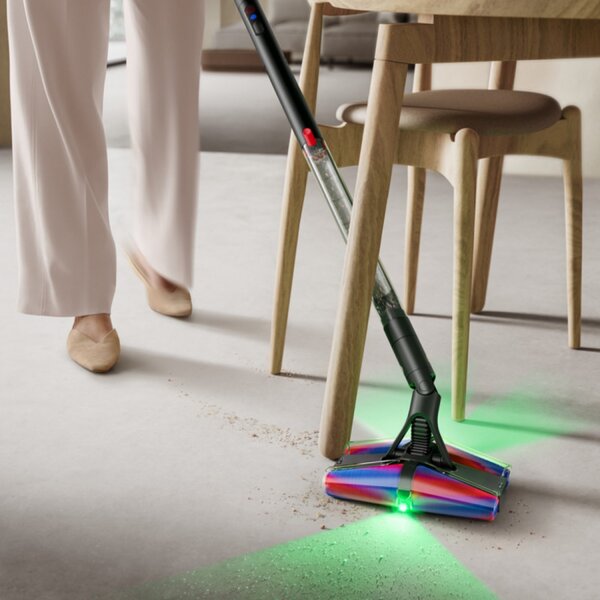 Вертикална прахосмукачка Dyson PencilVac Fluffycones 492689-01, 55 AW, 30 мин, 80 мл, 140000 Hyperdymium™, Ултратънък дизайн, LED осветление, Черен