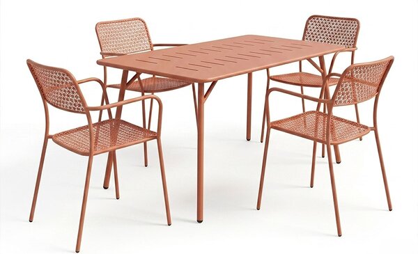 Комплект от 5 градински маси и столове, Moraja Federal, Terracotta, 80x140x72 см