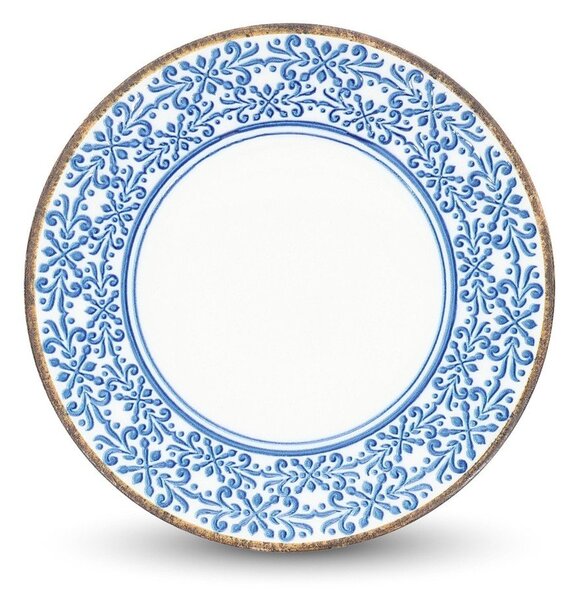 Бяла/синя десертна порцеланова чиния ø 21 cm Azul – BonBistro