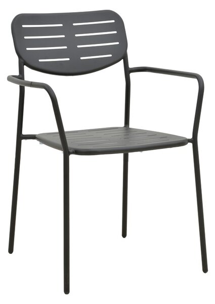 Стифиращ се градински стол, Deraby, черен, 45.5x56x83 см