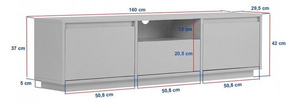 Антрацитна маса за телевизор 160x42x30 cm Sentinel – Kalune Design