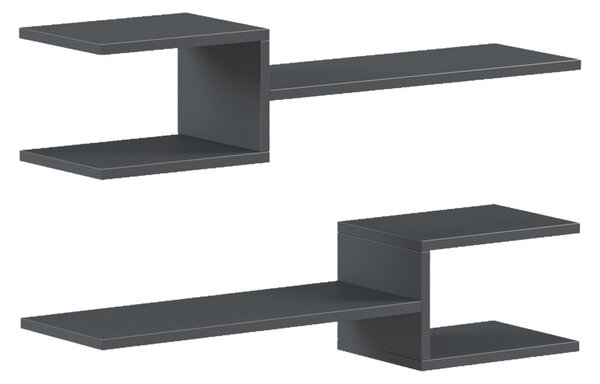 Комплект от 2 стенни рафта, Sumpa, антрацит, 20x65x18 см