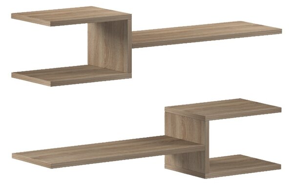 Set 2 bucati Raft de perete, Sumpa, Stejar, 20x65x18 cm