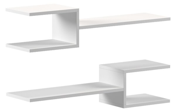 Set 2 bucati Raft de perete, Sumpa, Alb, 20x65x18 cm