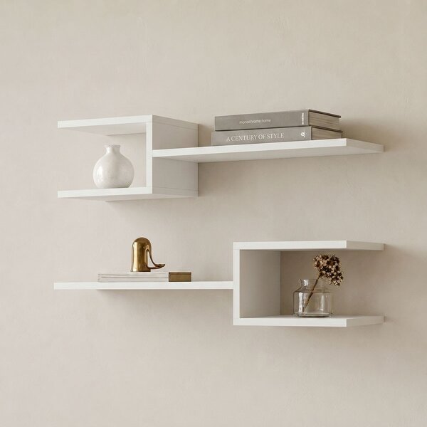 Set 2 bucati Raft de perete, Sumpa, Alb, 20x65x18 cm