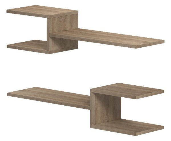 Set 2 bucati Raft de perete, Sumpa, Stejar, 20x65x18 cm