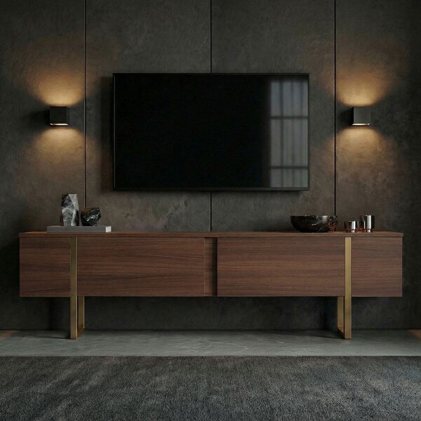 Маса за телевизор от декор от орех в тъмно естествен цвят 180x50x30 cm Onera – Kalune Design